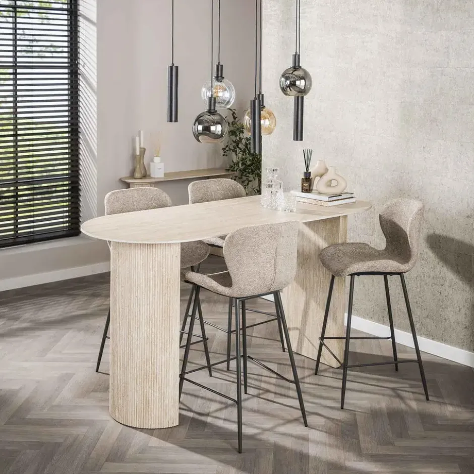 Bartafel Ovaal - Keramiek Travertin - 178x70x92cm - Romano