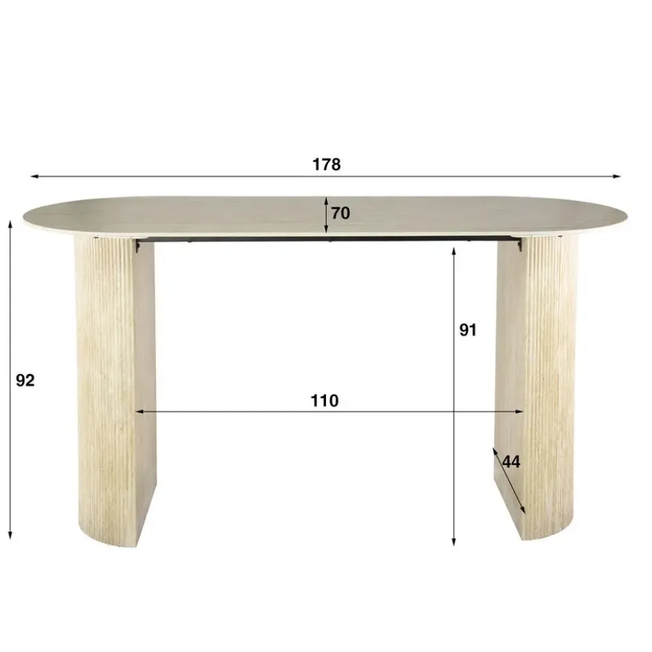 Bartafel Ovaal - Keramiek Travertin - 178x70x92cm - Romano
