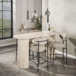 Bartafel Ovaal - Keramiek Travertin - 178x70x92cm - Romano