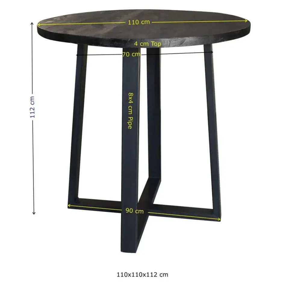 Bartafel Rond 110cm - Zwart - Mangohout - Bartafel Lowie
