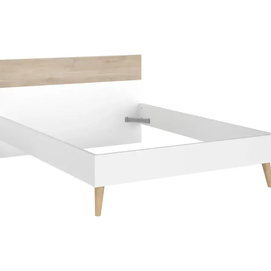 Bed Aalborg - wit/eiken - 140x200 cm