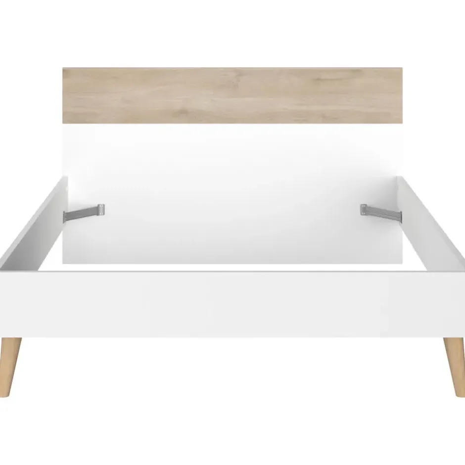 Bed Aalborg - wit/eiken - 140x200 cm