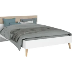 Bed Aalborg - wit/eiken - 160x200 cm