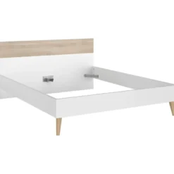 Bed Aalborg - wit/eiken - 160x200 cm