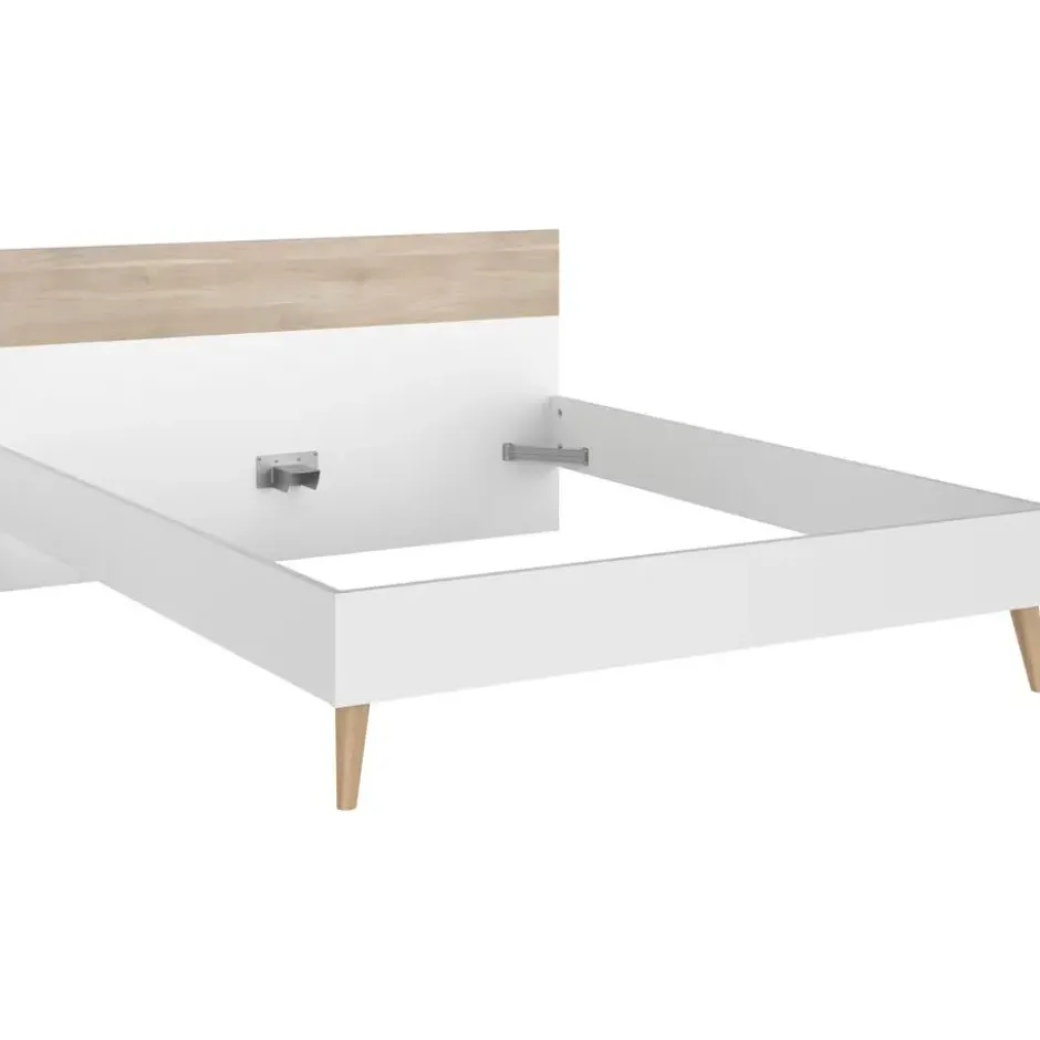 Bed Aalborg - wit/eiken - 160x200 cm