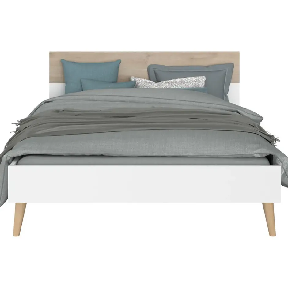 Bed Aalborg - wit/eiken - 160x200 cm