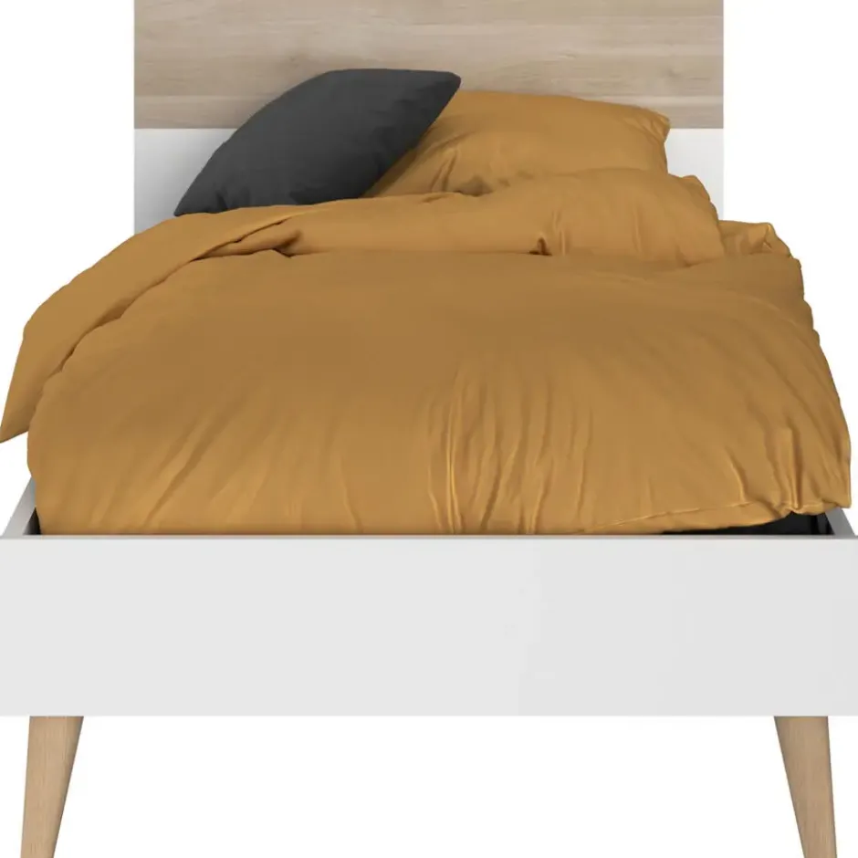 Bed Aalborg - wit/eiken - 90x200 cm