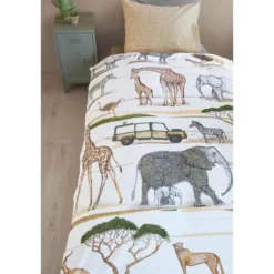 Beddinghouse Kids Jeep Safari dekbedovertrek - 100x135 - Naturel