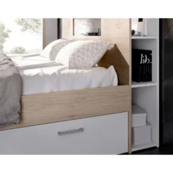 Bedframe LEANDRE - 2 plaatsen - Natuurlijk licht Wit Hout paneel