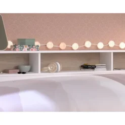 Bedframe PAULETTE - 1 plaats - Natuurlijk licht Wit Hout paneel