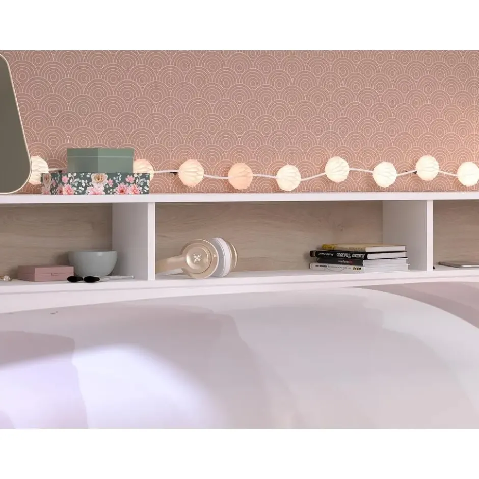 Bedframe PAULETTE - 1 plaats - Natuurlijk licht Wit Hout paneel