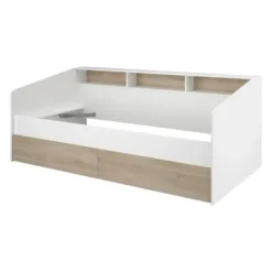 Bedframe PAULETTE - 1 plaats - Natuurlijk licht Wit Hout paneel