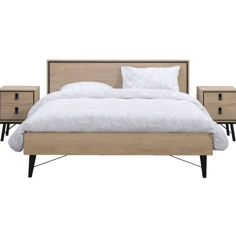 Bed Kansas - eikenkleur - 140x200 cm