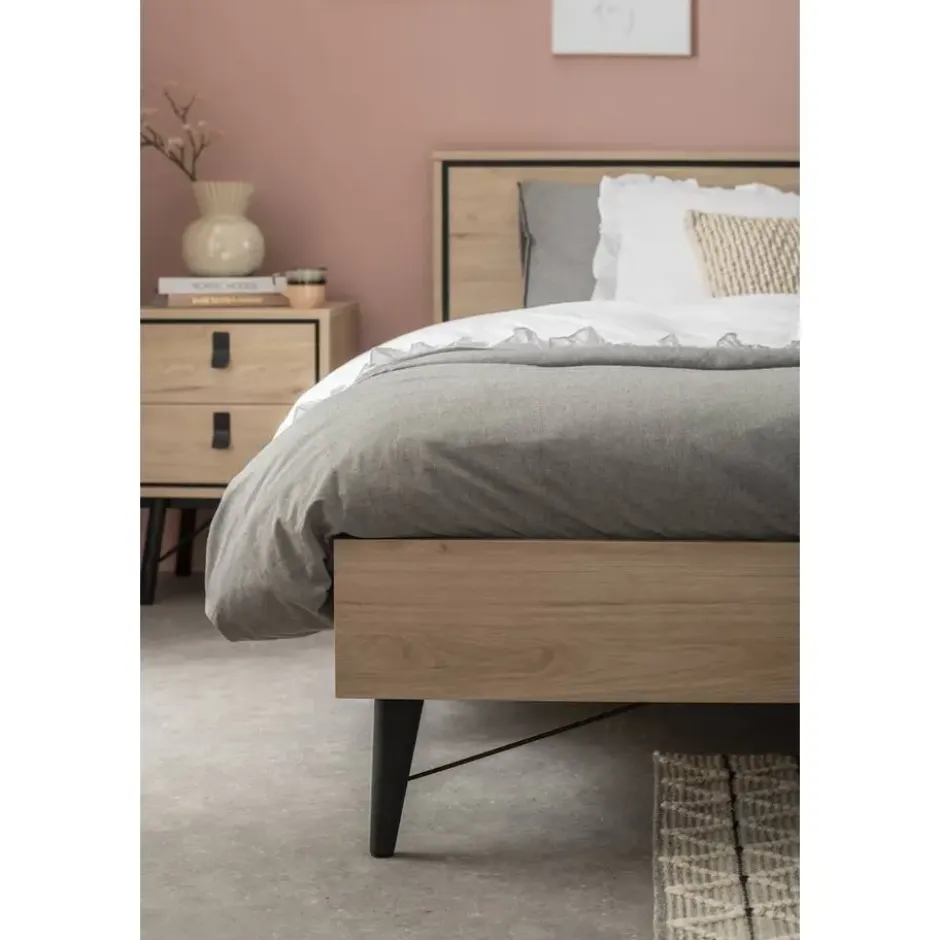 Bed Kansas - eikenkleur - 140x200 cm