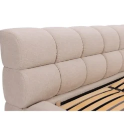 Bed met opbergruimte FORVIK - 2 plaatsen - Beige Stof