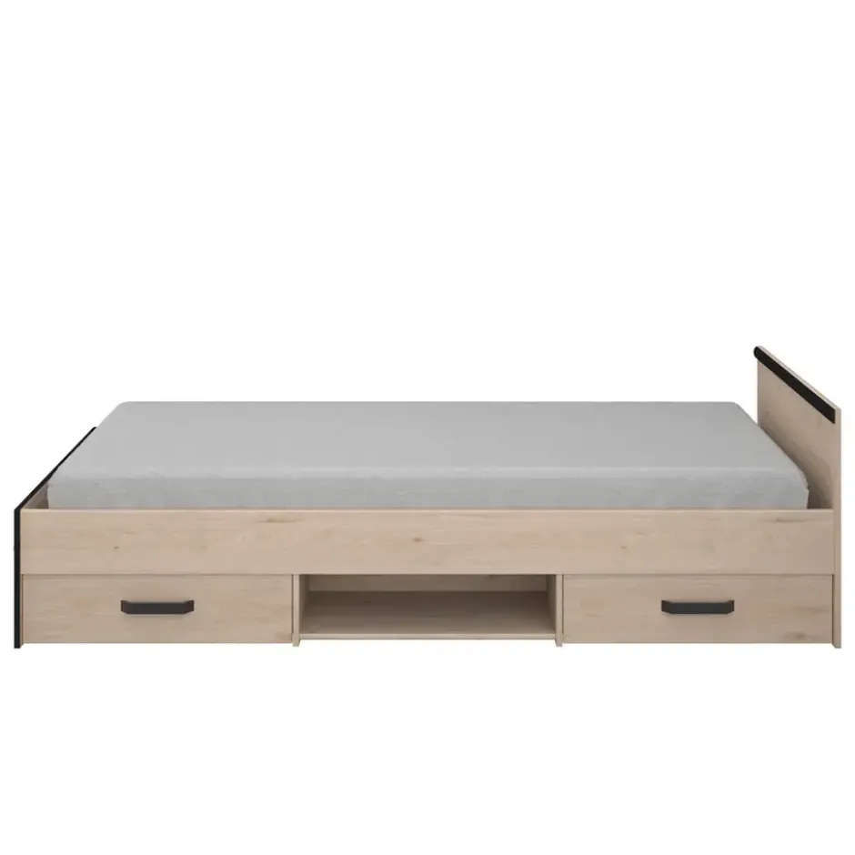 Bed Natan incl. lades - eiken/zwart - 90x200 cm