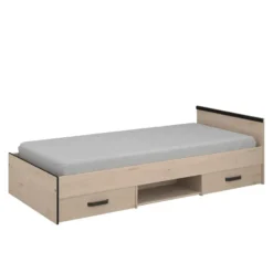 Bed Natan incl. lades - eiken/zwart - 90x200 cm