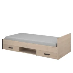 Bed Natan incl. lades - eiken/zwart - 90x200 cm