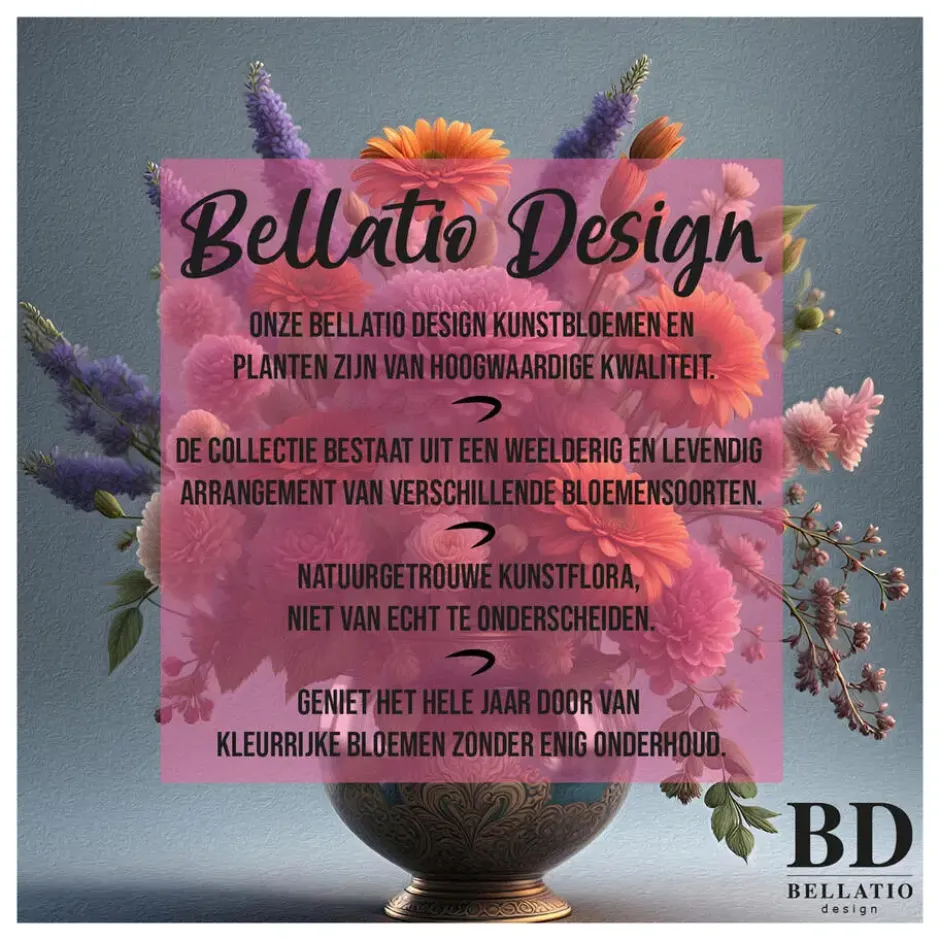Bellatio Design Allium kunstbloem - stelen - paars - 44 cm
