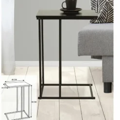 Bellatio Design Bijzettafel - zwart - metaal - 40 x 26 x 58 cm