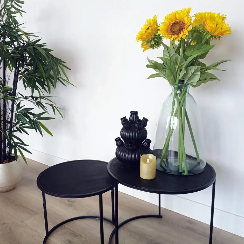 Bellatio Design Kunstbloem Zonnebloem - 77 cm - losse steel