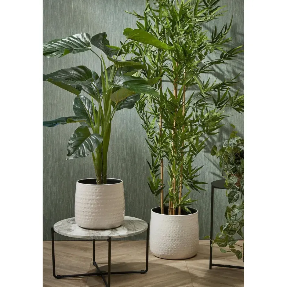 Bellatio Design Kunstplant Philodendron - groen - 100 cm - zwarte pot