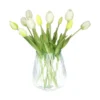 Bellatio Design Kunst tulpen boeket - 12x stuks - wit - 40 cm