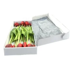 Bellatio Design Kunst tulpen boeket - 12x stuks - rood - 40 cm