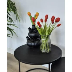 Bellatio Design Kunst tulpen boeket - 12x stuks - rood - 40 cm