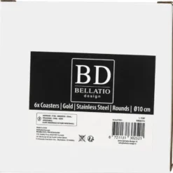 Bellatio Design Onderzetters - 6x - goud - 8,5 cm - met houder