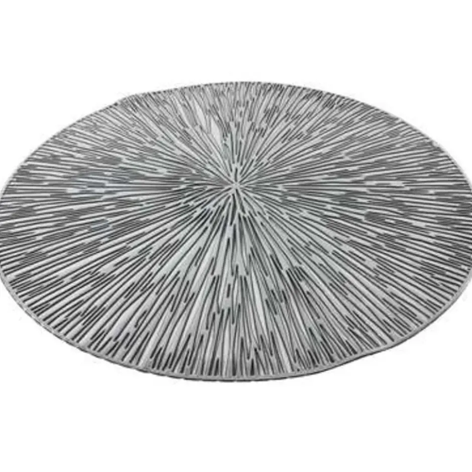 Bellatio design Placemats - 6 stuks - geponst - zilverkleurig - 38 cm