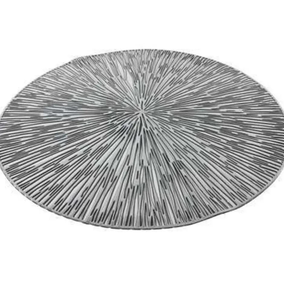 Bellatio design Placemats - 6 stuks - geponst - zilverkleurig - 38 cm