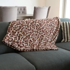 Bellatio design Plaid - fleece deken - panter print - 120 x 160cm
