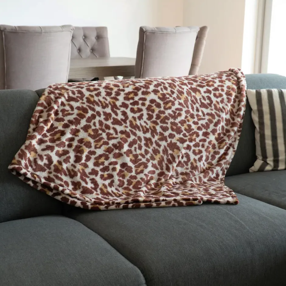 Bellatio design Plaid - fleece deken - panter print - 120 x 160cm