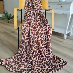 Bellatio design Plaid - fleece deken - panter print - 120 x 160cm