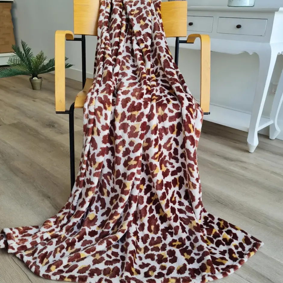 Bellatio design Plaid - fleece deken - panter print - 120 x 160cm
