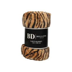 Bellatio design Plaid fleece deken - tijger print - 120 x 160cm