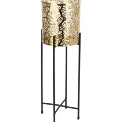 Bellatio design Plantenpot - standaard - zwart en goudkleurig - 15 cm