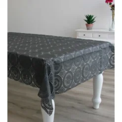 Bellatio design Tafelzeil - antraciet - patroon - 140 x 250 cm