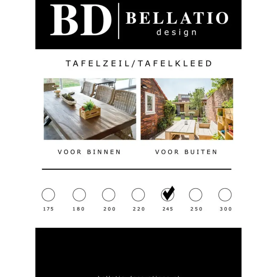 Bellatio Design Tafelzeil - donkergrijs natuur motief - 140x245cm