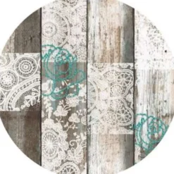 Bellatio design Tafelzeil - houten planken print - rond - 160 cm
