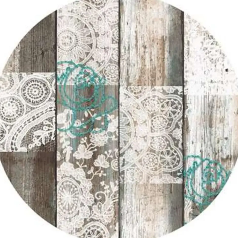 Bellatio design Tafelzeil - houten planken print - rond - 160 cm