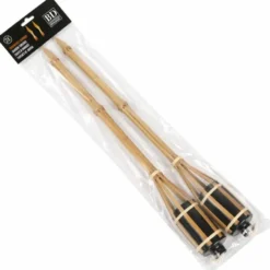 Bellatio design Tuinfakkels - 2x - bamboe - 60 cm - navulbaar