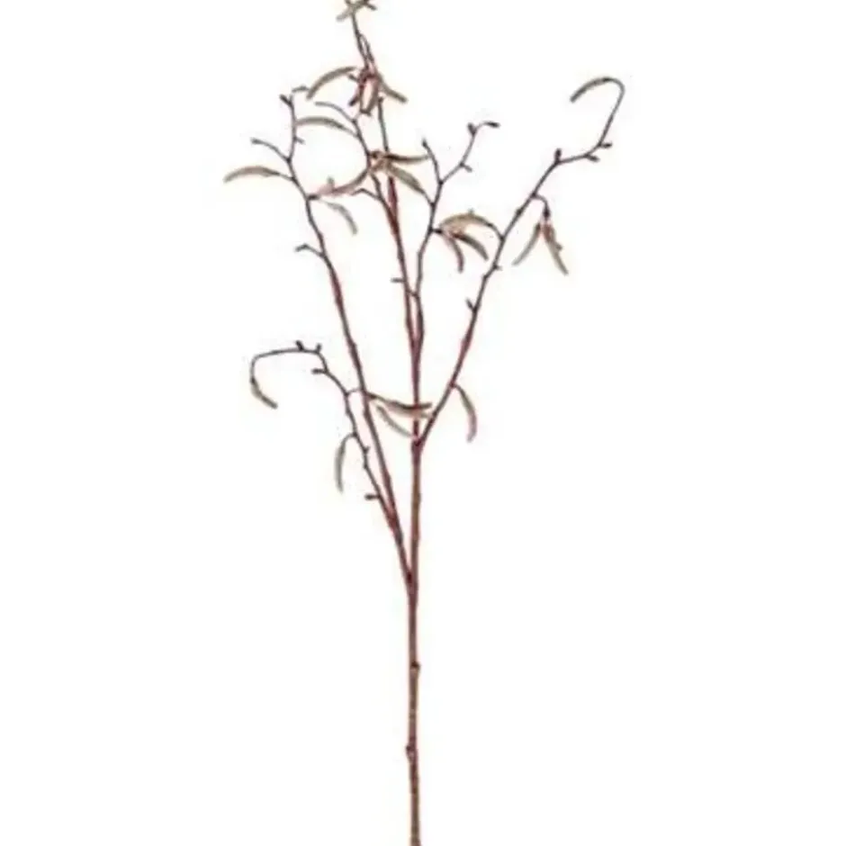 Bellatio flowers & plants Kunsttak - berkenkatjestak - wit - 66 cm