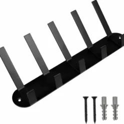 Benson Kapstok - zwart - metaal - 5 haken - wandkapstok - 30 cm