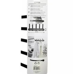 Benson Kapstok - zwart - metaal - 5 haken - wandkapstok - 30 cm