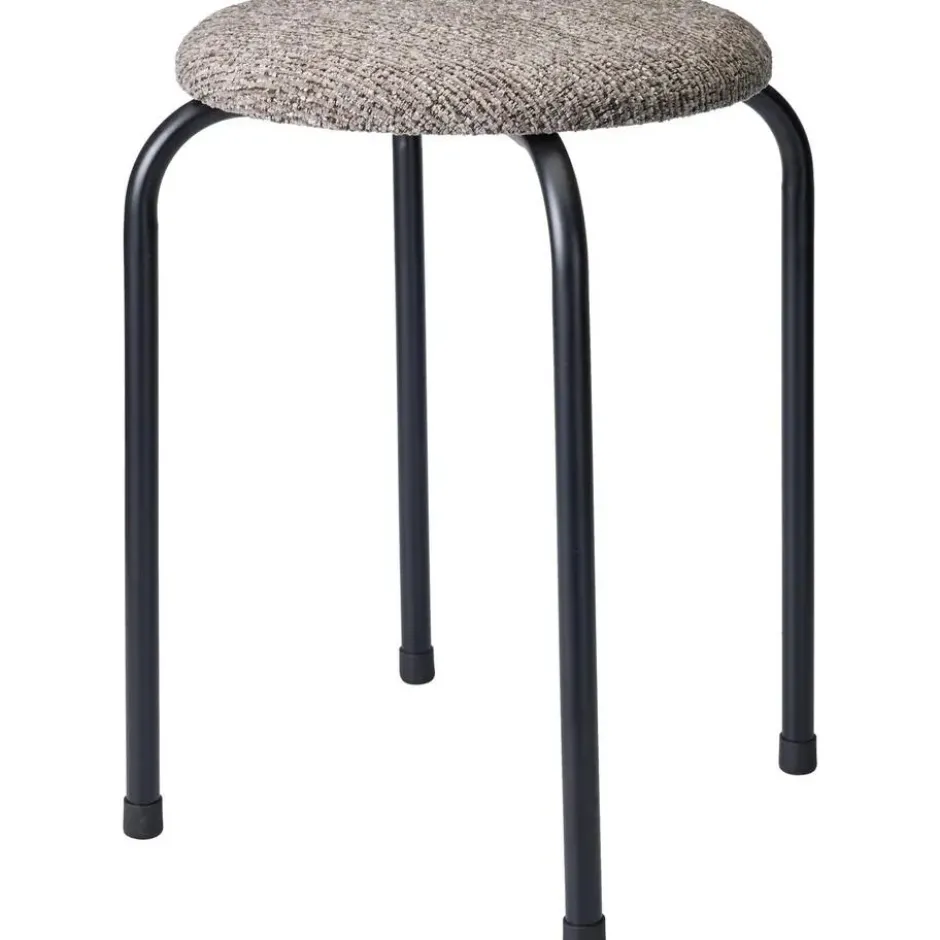 Bijzet krukje Tweed melange - metaal/stof - D40 x H48 cm