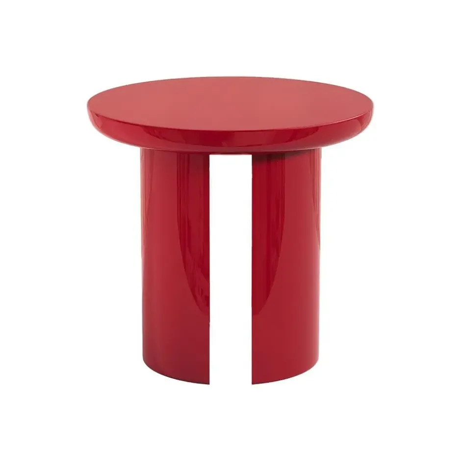 Bijzettafel DERLALI - 50 cmx50 cm - Rood Hout paneel