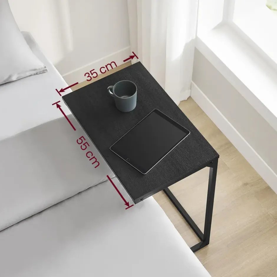 Bijzettafel - Koffietafel - 55x35x66cm - Metaal & Spaanplaat - Zwart