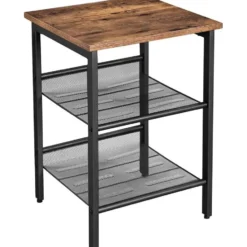 Bijzettafel - met 2 verstelbare gaasplanken - industriële look - vintage bruin